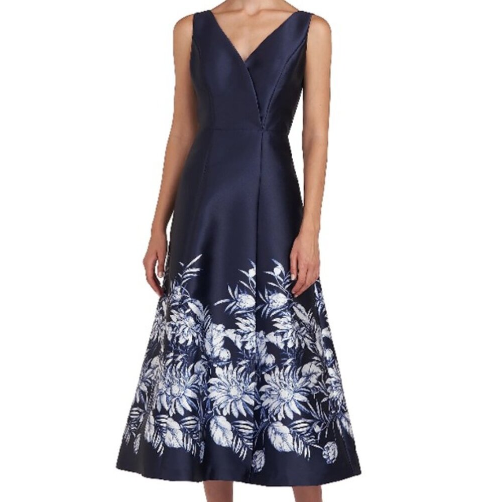 Kay Unger Hattie Mikado A-Line Midi-Dress